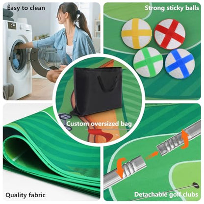 Golf Chipping Game Set – Battle Golf & Velcro Chipping Game with 2 Giant 70"x47" Mats, Backyard Golf Game for Indoor & Outdoor Fun– Includes Clubs, Balls & Targets