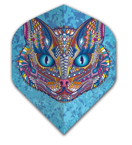 US Darts 5 Sets (15 Flights) Psychedelic, Ornate, Magical Cat Standard Dart Flights - 75 Micron