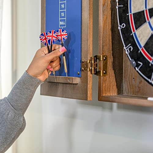 American Legend Charleston Solid Wood Bristle Dartboard Cabinet Set - Includes 18” dartboard and 6 steel tip darts
