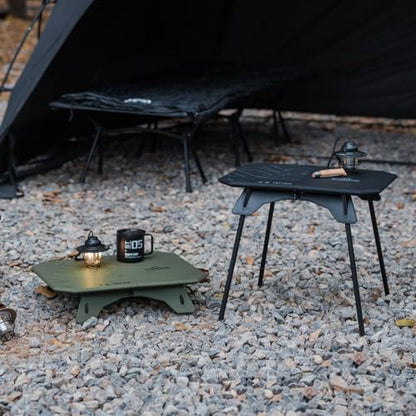 Small Folding Table Portable, Foldable Camping Table with Adjustable Height(16"/4"), Lightweight Side Table for Outdoor Picnic BBQ Beach Travel Fishing, Camping Coffee Table (Black) - color: Black