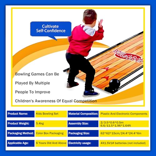 Home Bowling Alleys,Electric Bowling Machine,Electronic Bowling Alley Game for Home,with LED Scoreboard, Automatic Reset, Lighting & Sound Effects,for Children and Adults 2m/6.56ft - size: 2m/6.56ft