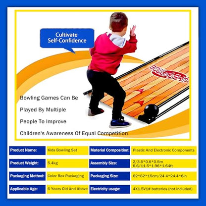Home Bowling Alleys,Electric Bowling Machine,Electronic Bowling Alley Game for Home,with LED Scoreboard, Automatic Reset, Lighting & Sound Effects,for Children and Adults 3.5m/11.5ft - size: 3.5m/11.5ft
