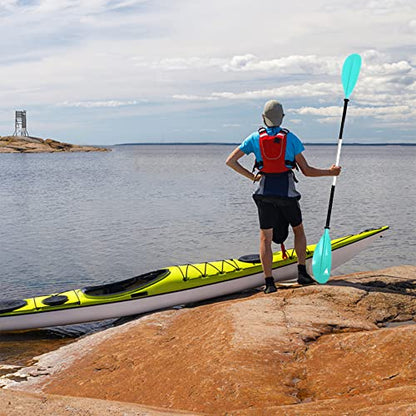 Karltion Kayak Paddle - Adjustable 2 Pieces Aluminum Alloy Shaft with Glass Fiber Blade for Surfing,Oar Fishing Easy Packable Travel - color: Mint Green, size: 86"-1 paddle