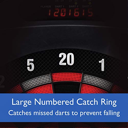 Viper Solar Blast Electronic Dartboard, 15.5 in Regulation Target, 43 Games, 16 Players, LED Scoreboard, 6 Darts Included, Black