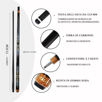 Carbon Fiber Pool Cue – 12.9mm, 14mm and 12.4mm, 2-Piece Billiard Cue Stick for Women/Men, Professional Break Cue for Snooker, 8-Ball, 9-Ball, Home & Club Use - color: Black 4