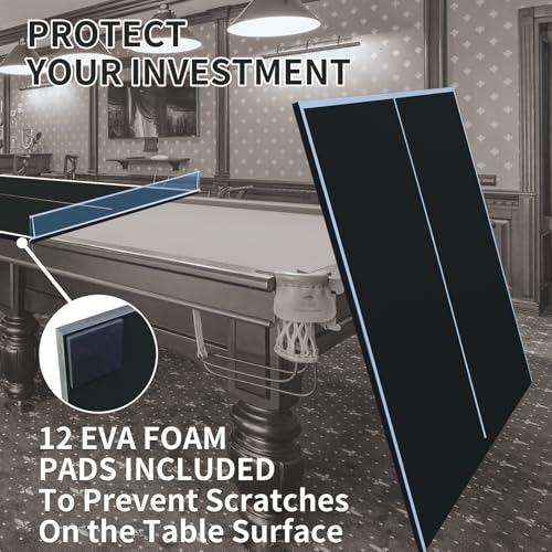 GOWE 9ft Black Mid-Size Ping Pong Conversion Top Foldable & Portable Table Tennis Table Top for Indoor Games
