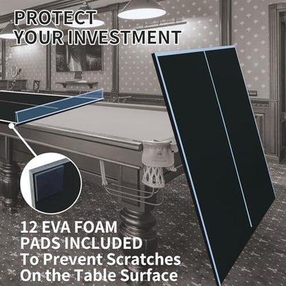 7/8/9ft Mid-Size Ping Pong Conversion Top with Net Set for Billiard and Pool Tables - Regulation Top Converts Billiards into Ping Pong Table Blue/Green/Black - color: Black, size: 9 Ft