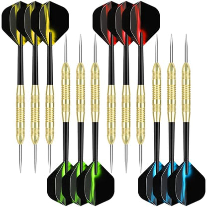Accmor Darts Metal Tip Set, 12 Pack Steel Tip Darts Darts Set, 24 Grams Professional Metal Darts - color: Gold Fire