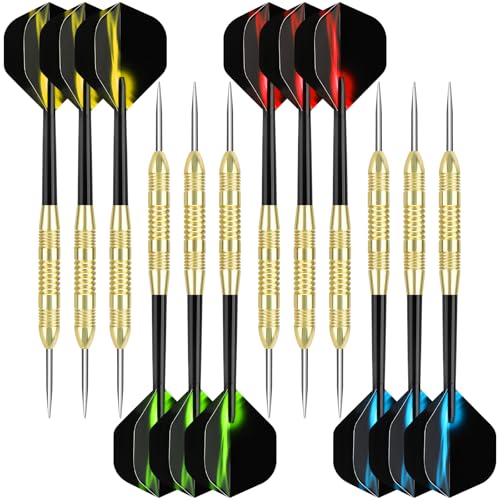 Accmor Darts Metal Tip Set, 12 Pack Steel Tip Darts Darts Set, 24 Grams Professional Metal Darts - color: Gold Fire