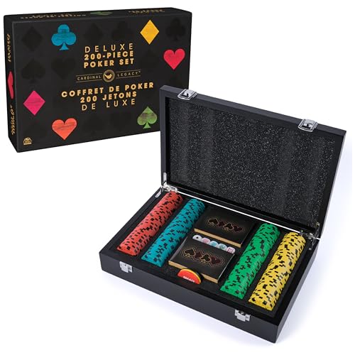Spin Master Games, Cardinal Legacy Deluxe 200-Piece Poker Set, Premium Dual-Toned Poker Chips in Wooden Storage Case, 2-10 Players, for Ages 10 & Up - color: Multicolor