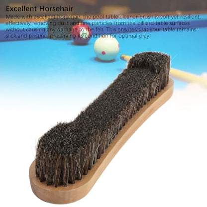 Pool Table Brush 12 Inch, Soft Horsehair Gently Clean Pool Table Felt Brush, Ergonomic Wood Handle for Thorough Cleaning Billiard Cleaner