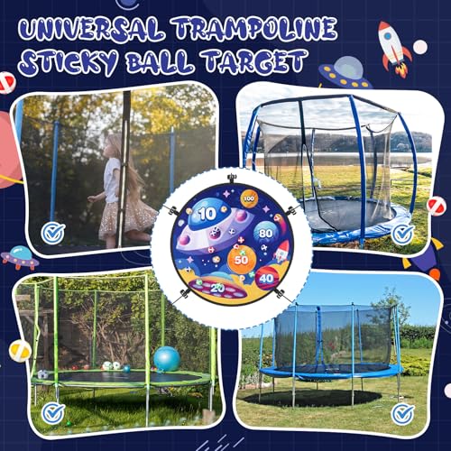 Lunmon 29" Trampoline Dart Board Game Accessories, Trampoline Toss Game Dartboard with 20 Sticky Balls, Indoor & Outdoor, Sport Fun Party Play Toys for Birthday Gifts - style: Universe Style 100 Score