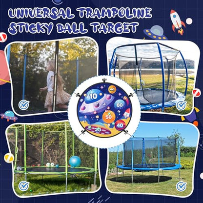 Lunmon 29" Trampoline Dart Board Game Accessories, Trampoline Toss Game Dartboard with 20 Sticky Balls, Indoor & Outdoor, Sport Fun Party Play Toys for Birthday Gifts - style: Universe Style 100 Score