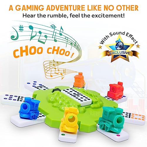 Yinlo Mexican Train Dominoes Set with Sound Effects, Mexican Train Dominoes Game for Travel, 91 Tiles Double12 Colored Dominoes Game Set with Aluminum Case - style: DOT DOMINOES with GREEN HUB