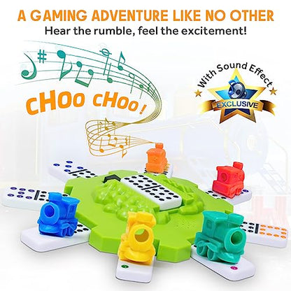 Yinlo Mexican Train Dominoes Set with Sound Effects, Mexican Train Dominoes Game for Travel, 91 Tiles Double12 Colored Dominoes Game Set with Aluminum Case - style: DOT DOMINOES with GREEN HUB