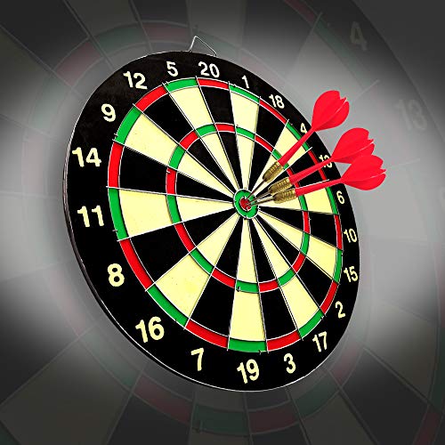 Paper Dartboard with Two Games Design, 12 Steeltip Darts, One-piece Shaft and Flight with No Flights Falling Out, Easy Hang Up Construction