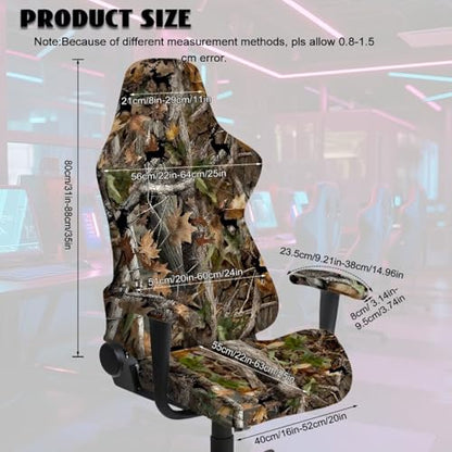 Suobstales Deer Hunting Camo Pattern Ergonomic Office Computer Game Chair Slipcovers with Armrest Cover, Stretchy Polyester Covers for Reclining Racing Gaming Chair - color: Deer Hunting Camo
