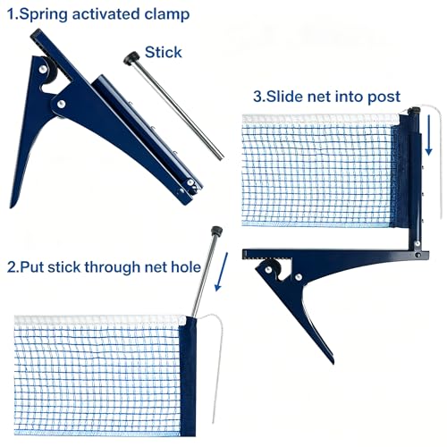 Collapsible Table Tennis Net Professional Steel Pingpong Net Clip Grip Mesh Training Competition Portable Tension Adjustable Post