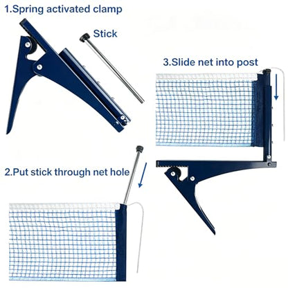 Collapsible Table Tennis Net Professional Steel Pingpong Net Clip Grip Mesh Training Competition Portable Tension Adjustable Post