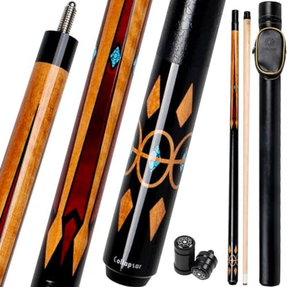 Collapsar CA Pool Stick with 1X1 Hard Case,58" Maple Professional Billiard Cue Stick,19-21 oz Pool Cue Set - color: CA001+Joint Protector+Hard Case, size: 21 ounce