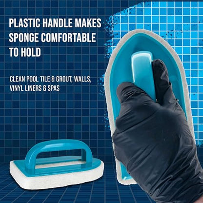 U.S. Pool Supply Hand-Held Pool Scrub Brush, 2 Pack - Surface Scrubbing Scouring Sponge Pad - Clean Pool Tile & Grout, Walls, Vinyl Liners, Spas - Cleaning Scrubber Stains, Kitchen Bathroom Tub Shower - size: 3x7