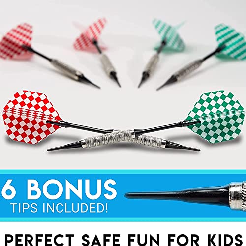 Electronic Dart Board Set ，6 Soft Tip Electric Dartboard with Digital Scoreboard ， 5 Different Difficulty Levels ，Professional Dart Board for Adults Kids