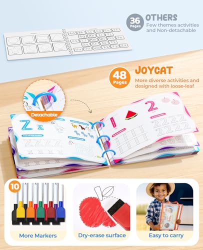JoyCat Preschool Learning Activities 48 Reusable Pages, Handwriting Practice for Kids Toddlers, Tracing Letter Number Workbooks, Educational Autism Busy Book, Learning Gift Toys for 3 4 5 Year Olds - style: 1. Trace & Write