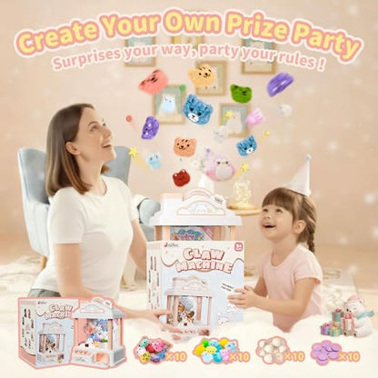 Large Snow Bear Claw Machine for Kids, Arcade Prize Grabber with 30 Starter Prizes, 3-Joystick Controls, Lights and Music, Gift for Ages 3 and Up