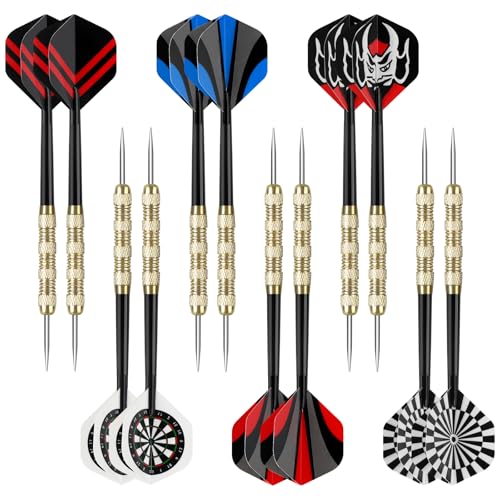 Accmor Metal Tip Darts, Steel Tip Darts, 14 Grams Professional Metal Darts, Darts Metal Tip Set, Metal Darts for Dartboard - color: Classic Legend-Gold, style: 12 pack