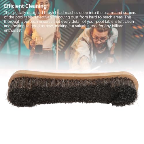 Pool Table Brush 12 Inch, Soft Horsehair Gently Clean Pool Table Felt Brush, Ergonomic Wood Handle for Thorough Cleaning Billiard Cleaner