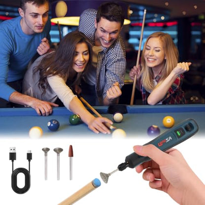 Pool Cue Tip Shaper, Electric Cue Tip Grinder Kit | Portable billiards cue stick tool kit for enthusiasts, pros and cue tip maintenance - style: Arc-Shaped Head
