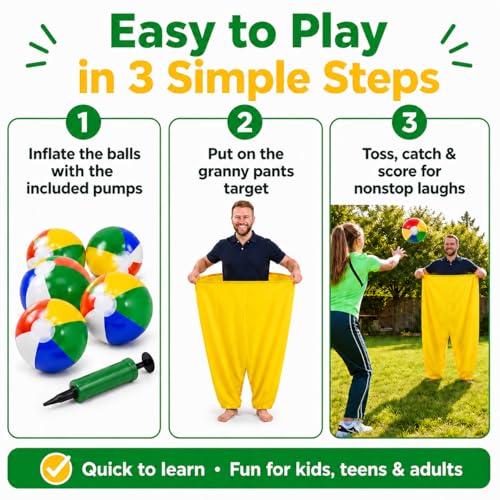 Granny Pants Yard Game, 2Pcs Granny Pants Outdoors Games Family Party Outdoor Games with 8 Bouncy Balls, 2 Pumps, Fun Tossing Games Props for Ultimate Family Reunion Backyard Party Games