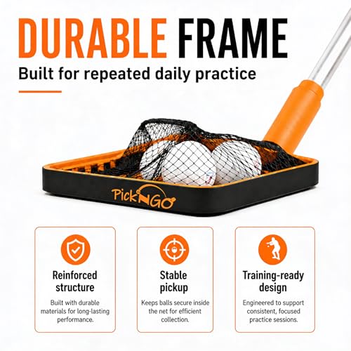 PICK 'N GO Table Tennis Ball Picker - Rapid and Efficient Ping Pong Retrieval Tool - Safe and Easy to Use Table Tennis Accessory for Players and Coaches - color: Black & Orange