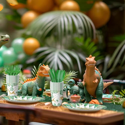 Gold Dinosaur Birthday Party Favors & Decorations - Dinosaur Theme Tableware Set with Plates, Napkins, and Forks - style: Gold Dinosaur