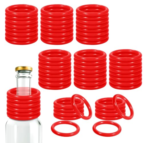 Aodaer 60 Pack Ring Toss Rings Plastic Carnival Rings for Carnival Party Favors Bottles Sport Ring Toss Game Fun Target Toys - color: Red