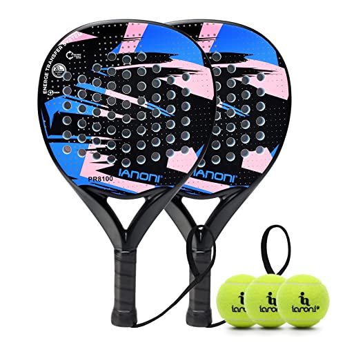 IANONI Padel Racket Carbon Fiber Surface with EVA Memory Flex Foam Core Padel Tennis Racquets Paddle Tennis Racket - color: T-PR8100 BLUE-2