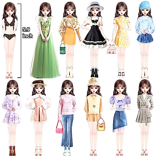 Magnetic Princess Dress Up Paper Doll Pretend Play Toys Magnet People Clothes Puzzles Game for 3+ Year Old Girls Toddler,Preschool Learning Created Imagine Set Birthday Gift - style: E Set