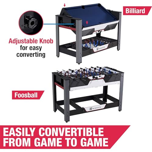 MD Sports Combination Games Multiple Styles Arcade Collection, Billiards, Ping Pong, Hockey, Basketball and Foosball Combination Kit Comes with All The Basics - style: 48 In. Swivel (2-in-1)