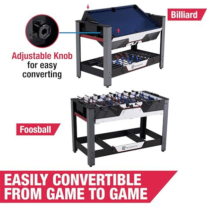 MD Sports Combination Games Multiple Styles Arcade Collection, Billiards, Ping Pong, Hockey, Basketball and Foosball Combination Kit Comes with All The Basics - style: 48 In. Swivel (2-in-1)