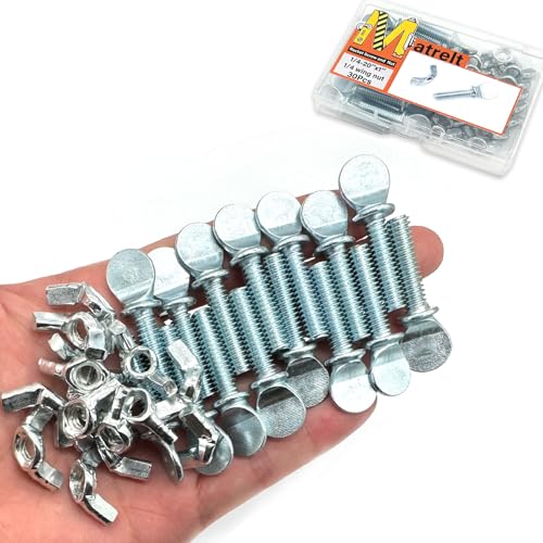 15 Sets 1/4"-20 x1 Thumb Screw Bolts and Wing Nut Kit Zinc Plated Finger Tight Racket Screw and Nut Tool-Free Racket & Sports Equipment Hardware Fitting Fastenings Assortment Kit - size: 15 Sets 1/4"-20 x1" ThumbScrews&WingNuts
