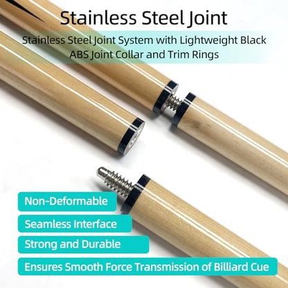 Set of 2 Pool Cue Sticks 58“ - Billiard cue with 13mm Leather Tip, Standard at 20oz Heavy Durable 2-Piece Pool Sticks for Beginners, Adults, Home & Bar | competitive price with good quality