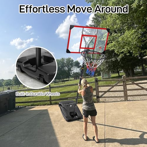 Yohood Kids Basketball Hoop Outdoor 4.82-8.53ft Adjustable, Portable Basketball Hoops & Goals for Kids/Teenagers/Youth in Backyard/Driveway/Indoor, with Enlarged Base and PC Backboard