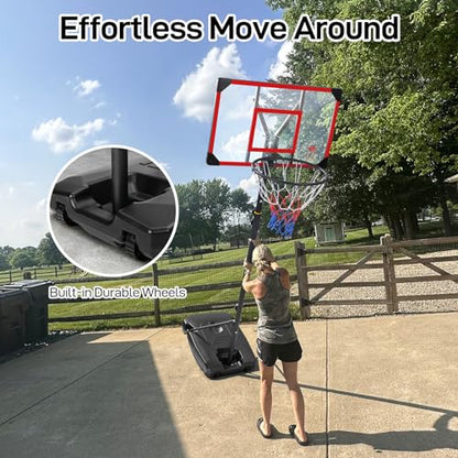 Yohood Kids Basketball Hoop Outdoor 4.82-8.53ft Adjustable, Portable Basketball Hoops & Goals for Kids/Teenagers/Youth in Backyard/Driveway/Indoor, with Enlarged Base and PC Backboard