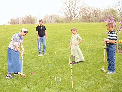 Deluxe 8-Player Croquet Game Set with Duffel Carry Bag (Eight 28" Handles) - size: Eight 28" Handles