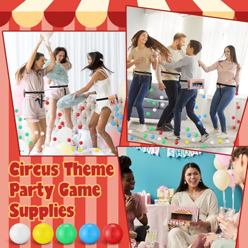 5 Sets Circus Theme Party Supplies Swing Shaking Balls Set Includes 50 Balls, Adjustable Belt & Cardboard Boxes Circus Tent Party Decor Table Tennis Twerk Outdoors Indoor