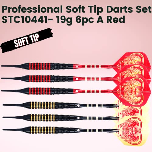 Soft Tip Darts Set - Professional Darts with Customizable Configuration, Aluminum & Plastic Shafts, O-Rings, Flights, Dart Tool, 50PC Extra 2BA Tips - color: 19g-Red A-STC10441