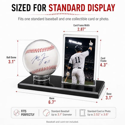 Baseball Display Case for Ball and Cards,1/2/3Pcs Clear Acrylic Tabletop Single Baseball Display Holder with Light UV Resistance, Black Base Display Stand for Sport Memorabilia (1Pack)