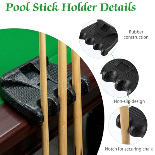 2-Pack 3 Holes Pool Cue Holder Portable Weighted Pool Stick Holders with Chalk Holder Non-Slip Billiard Cue Rest for Table Edge Mini Pvc Billiards Accessories