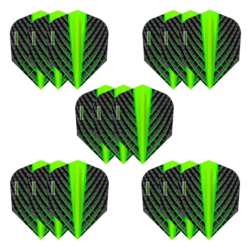 Harrows Quantum Dart Flights | 5 x Sets Darts Flights (15 Flights Total) I 100 Micron Dart Flights I Premium Extra Strong Made in UK I Professional Darts Accessories - color: Green