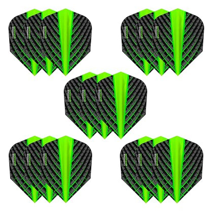 Harrows Quantum Dart Flights | 5 x Sets Darts Flights (15 Flights Total) I 100 Micron Dart Flights I Premium Extra Strong Made in UK I Professional Darts Accessories - color: Green